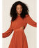 Flying Tomato Women's Solid Pleat Zip-Back Midi Dress , Rust Copper, hi-res