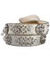 Blazin Roxx Floral Concho & Crystal Metallic Silver Leather Belt, Silver, hi-res