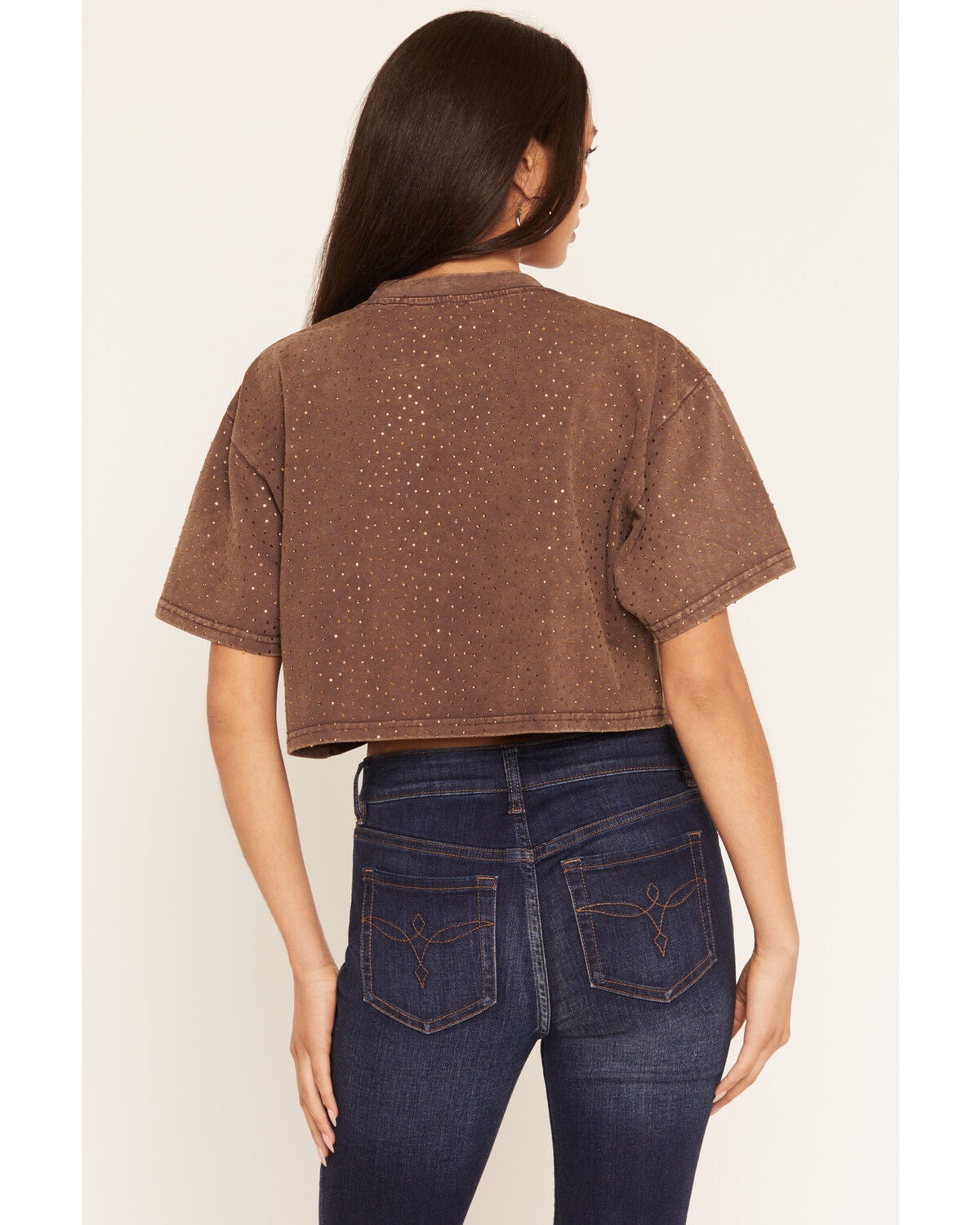 Image #4 - Daniel Diamond Women's VIP Cropped Tee, Brown, hi-res