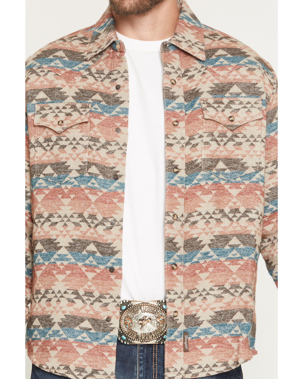 Image #3 - Wrangler Retro Men's Southwestern Print Long Sleeve Snap Shirt Jacket, Multi, hi-res