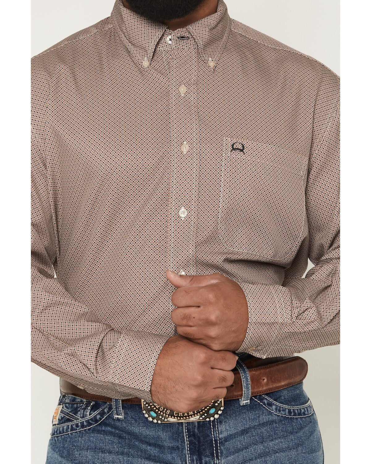 Image #3 - Cinch Men's AF Geo Print Long Sleeve Button-Down Stretch Western Shirt, Brown, hi-res