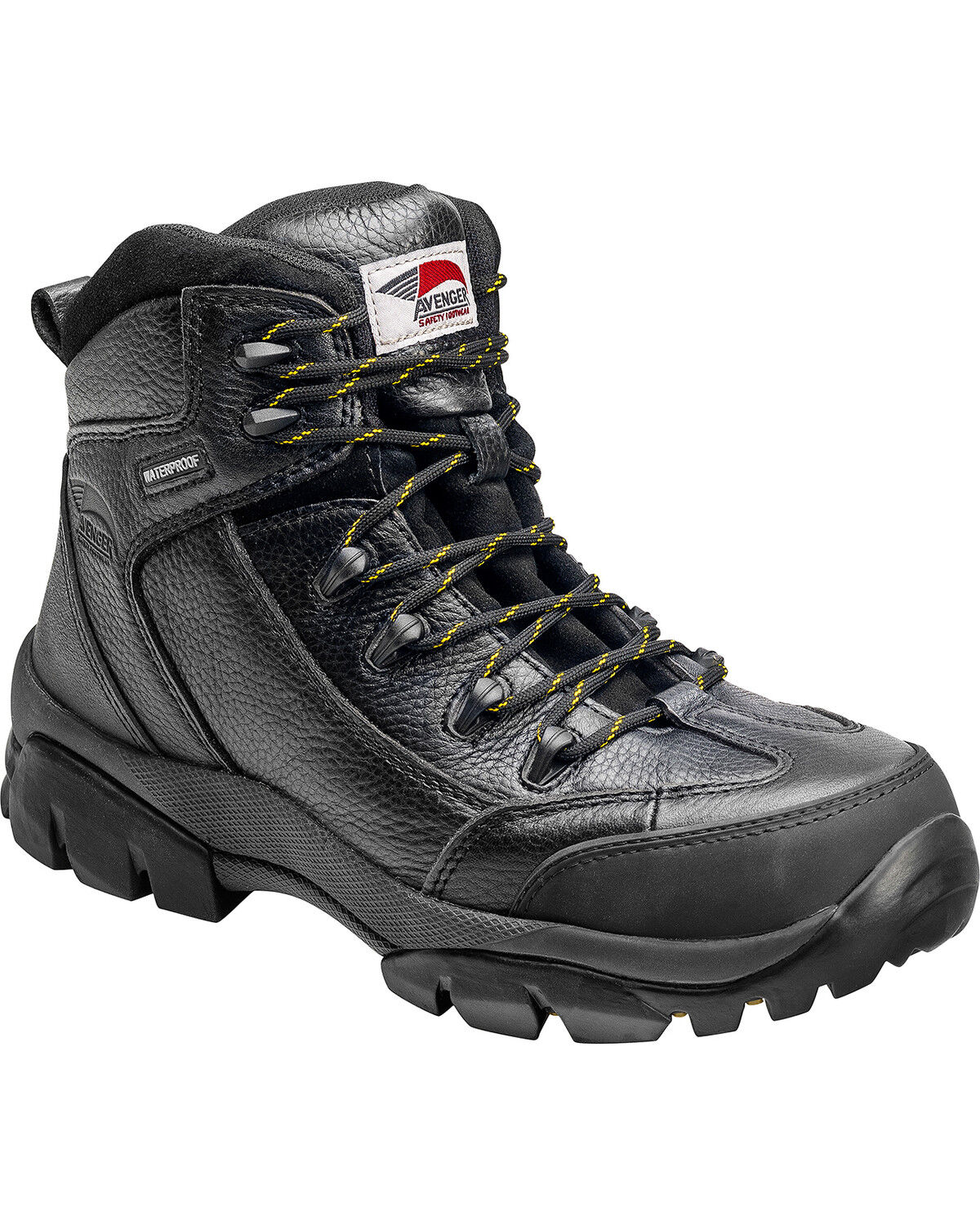 Image #1 - Avenger Men's Composite Toe Lace Up Work Boots, Black, hi-res