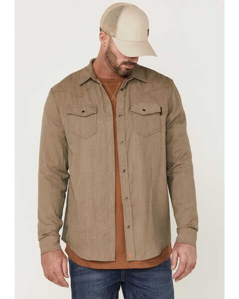 Cody James Men's FR Lightweight Inherent Long Sleeve Snap Work Shirt , Beige/khaki, hi-res