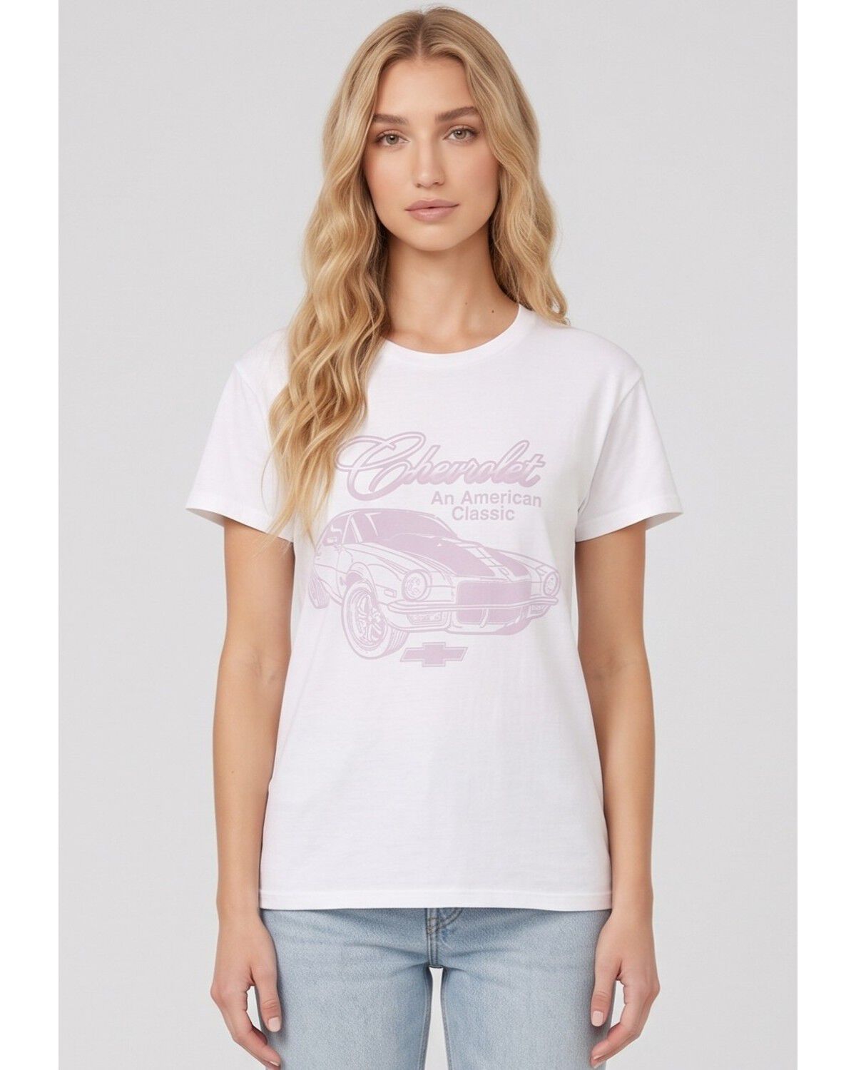 Image #1 - Chevy Women's American Classic Short Sleeve Graphic T-Shirt, White, hi-res