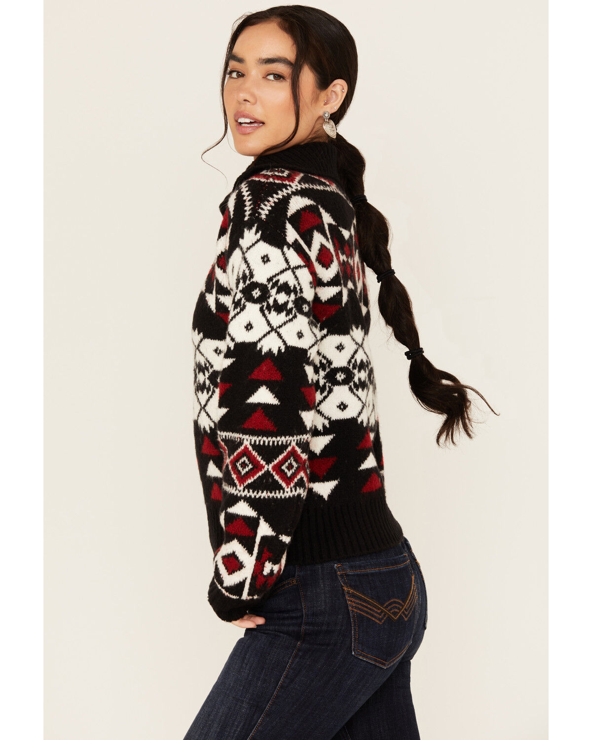Image #2 - Idyllwind Women's Alpine Zip Front Sweater, Black, hi-res