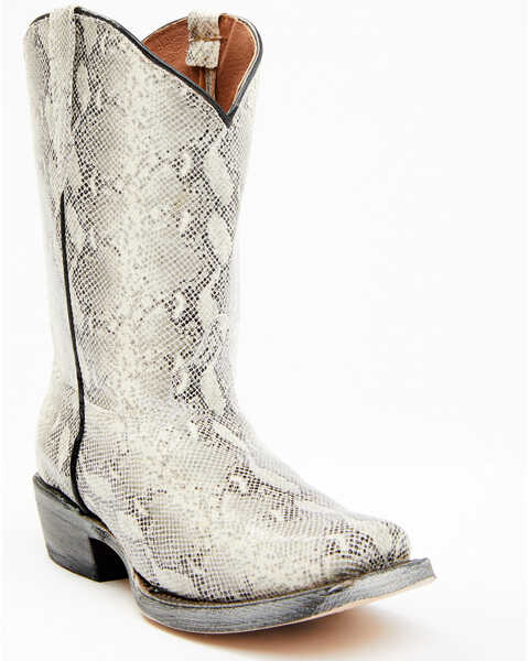 Tanner Mark Girls' Python Print Western Boots - Square Toe, Black/white, hi-res
