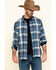 Pendleton Men's Fairbanks Plaid Button Long Sleeve Western Shirt , Blue, hi-res