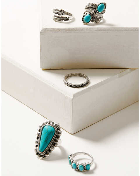 Shyanne Women's Wild Blossom Turquoise Ring Set, Silver, hi-res