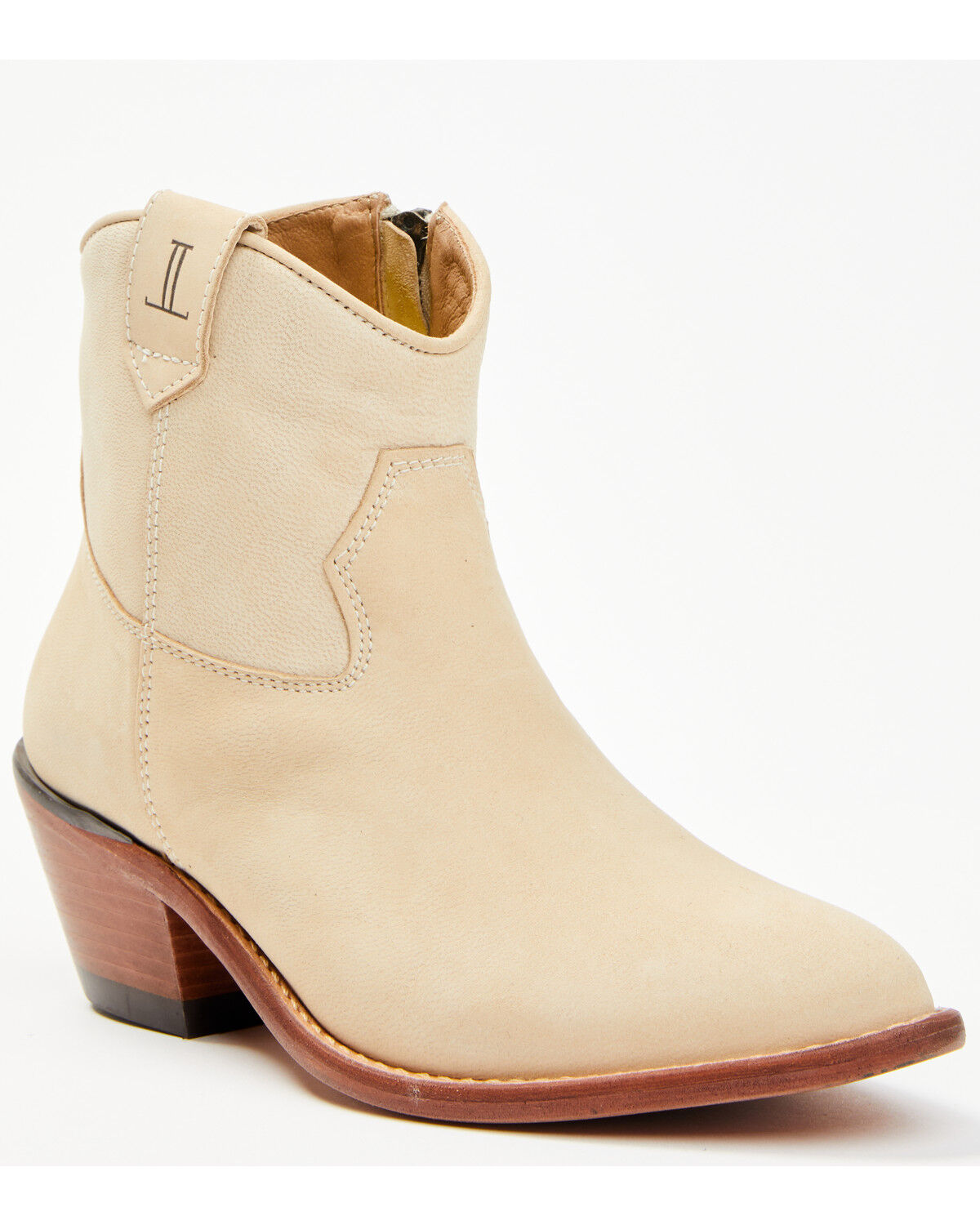Image #1 - Lucchese Women's Lilah Western Booties - Round Toe, Cream, hi-res