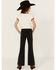 Image #3 - Rock & Roll Denim Girls' Cheetah Print Trouser Jeans, Black, hi-res