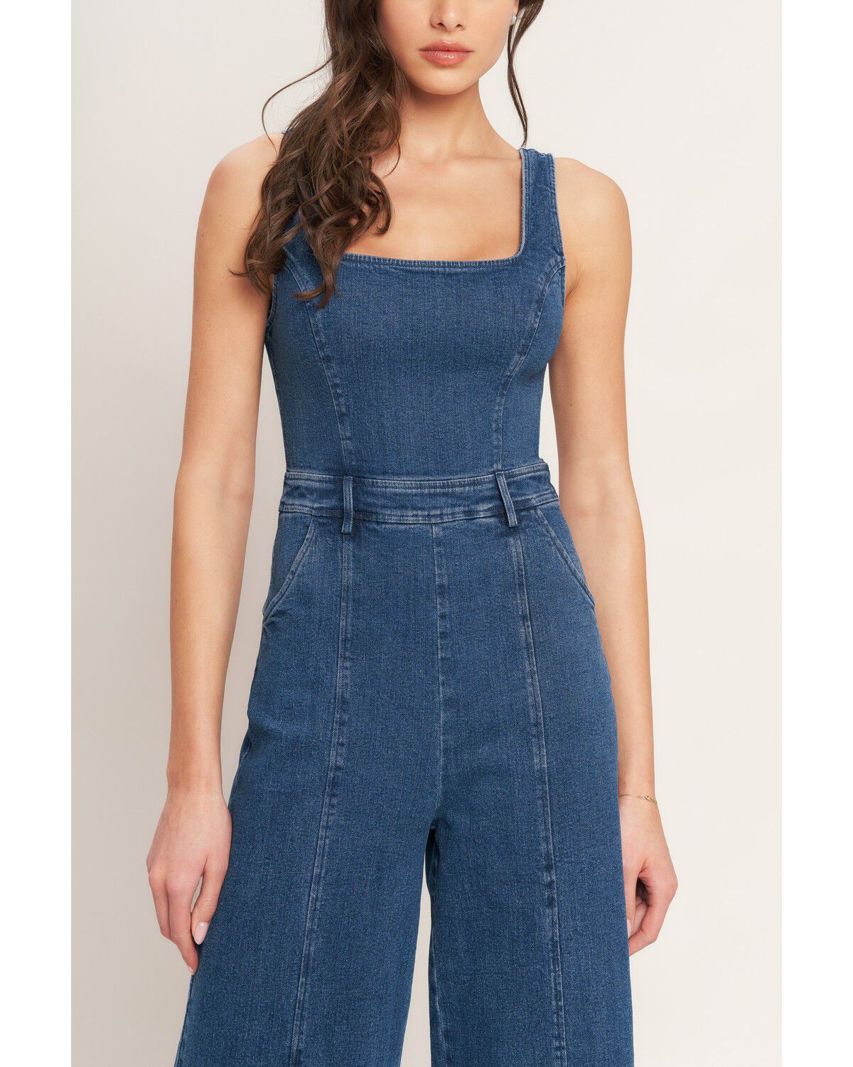 Image #6 - Flying Tomato Women's Dark Wash Sleeveless Front Seam Denim Jumpsuit, Dark Wash, hi-res
