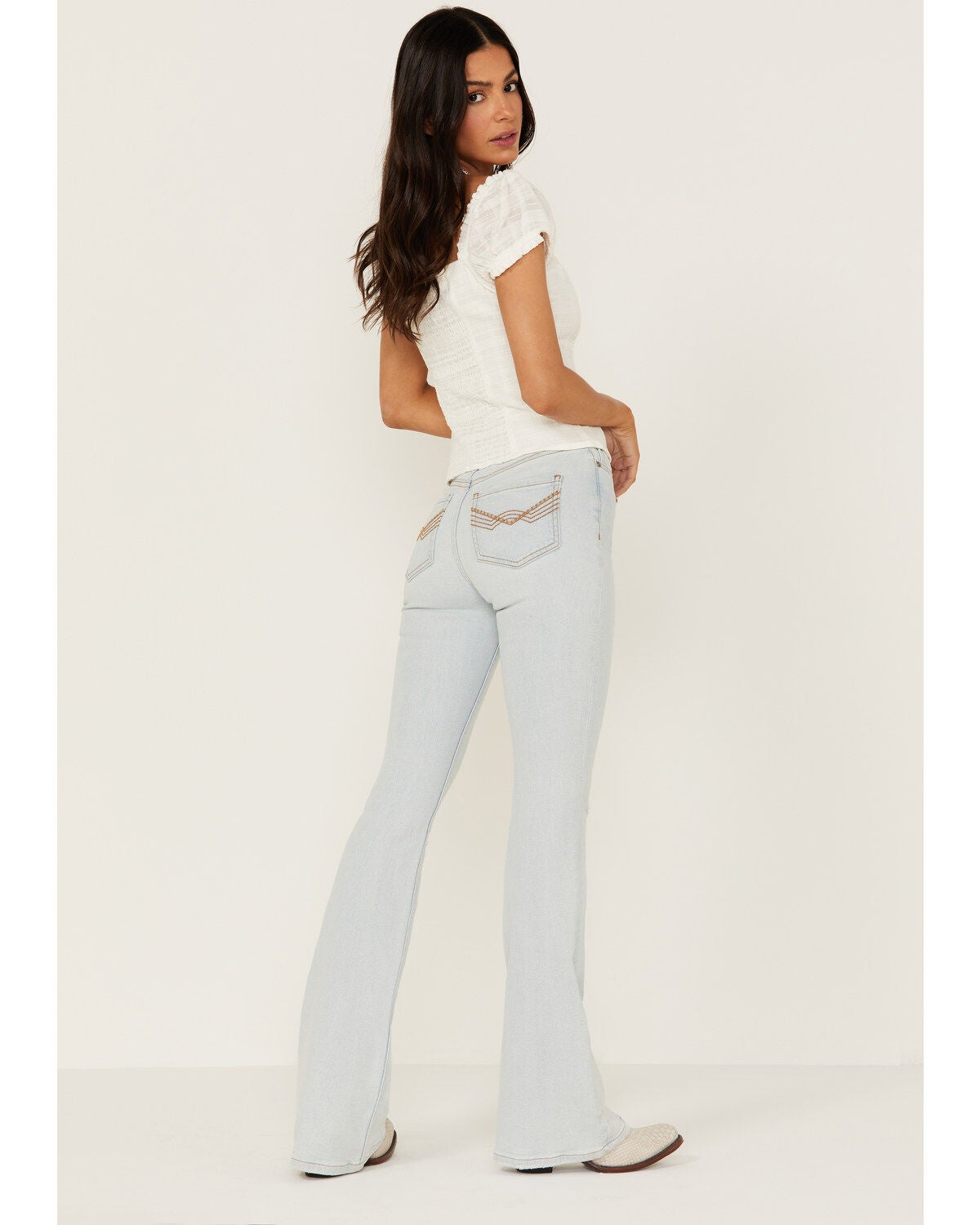 Image #3 - Idyllwind Women's High Risin' Sunglow Wash Distressed Knee Flare Jeans, Light Wash, hi-res
