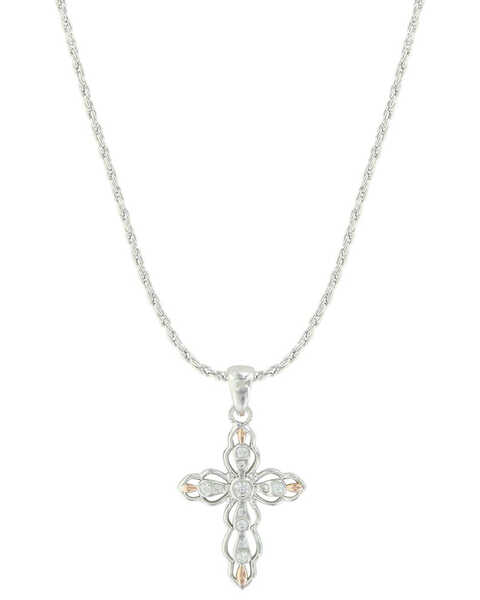Montana Silversmiths Women's Against The Light Cross Necklace, Silver, hi-res