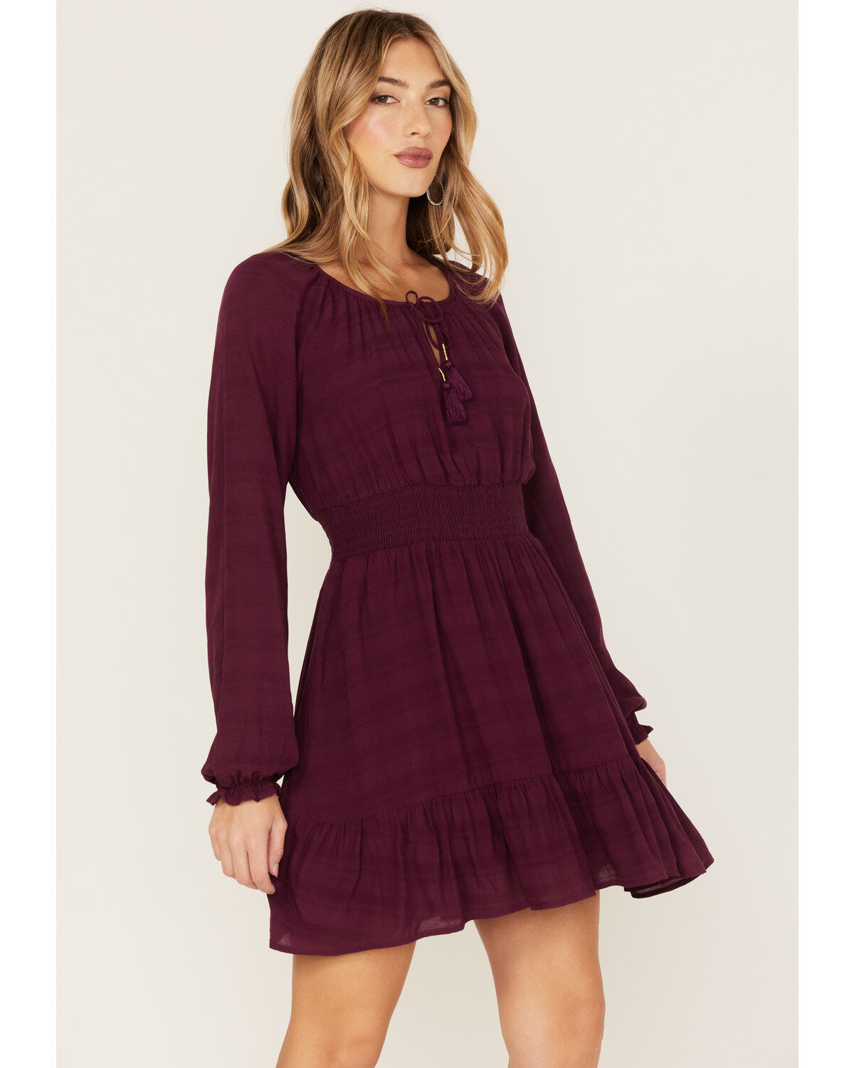 Image #2 - Idyllwind Women's Smock Long Sleeve Mini Dress, Purple, hi-res