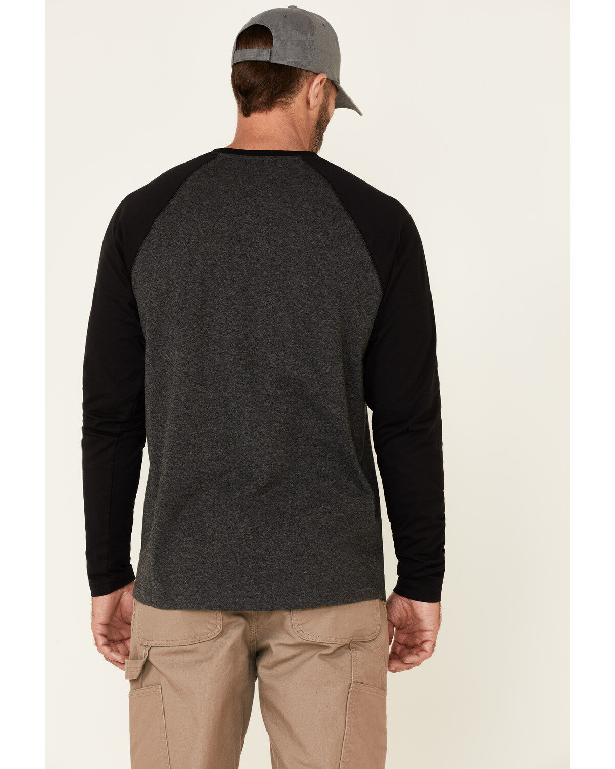 Image #4 - Hawx Men's Dark Gray Original Baseball Crew Long Sleeve Work T-Shirt, , hi-res
