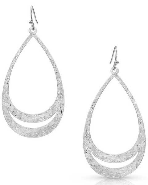 Image #2 - Montana Silversmiths Women's Think Twice Teardrop Earrings, Silver, hi-res