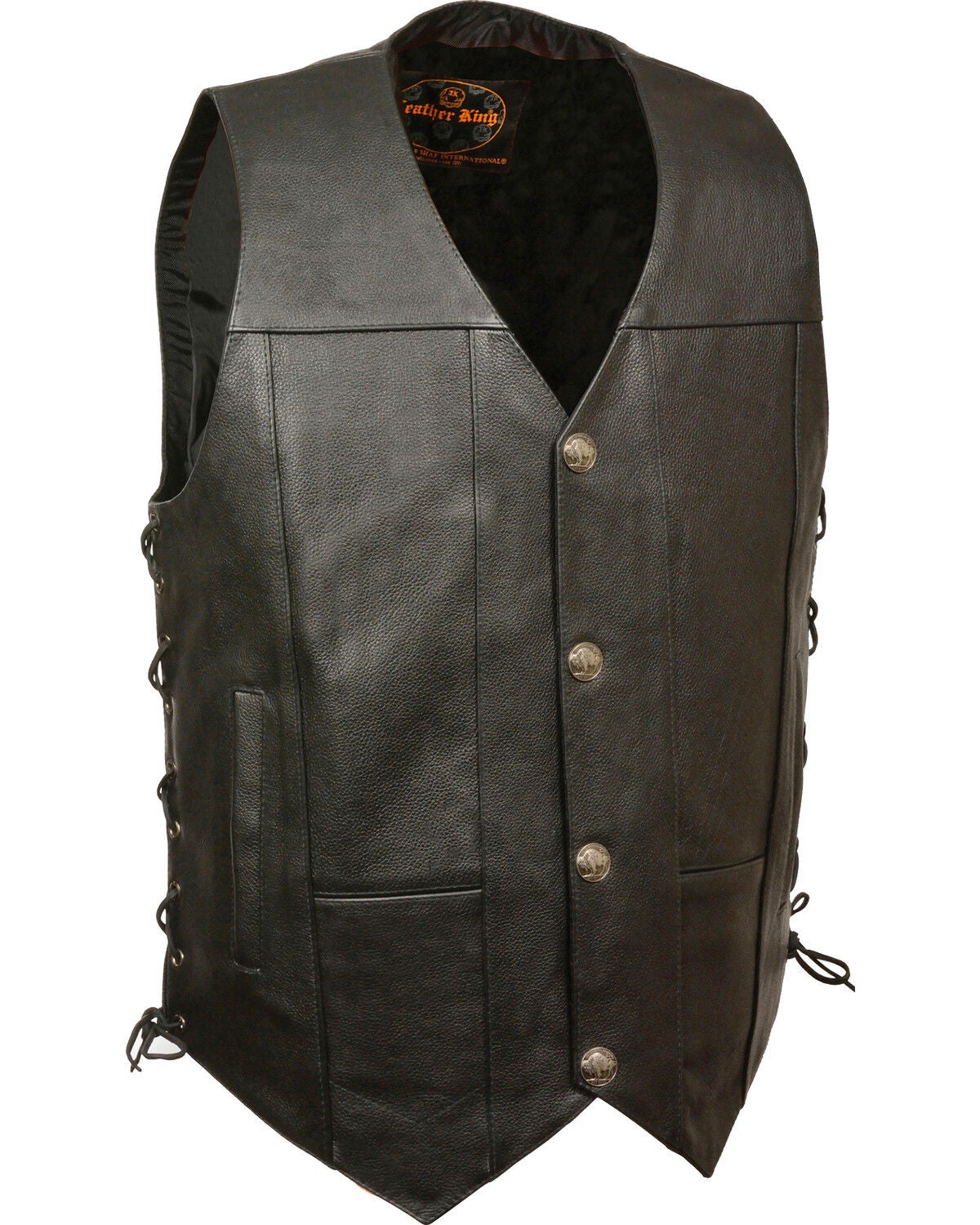 Milwaukee Leather Men's Side Lace Vest - Big 3X, Black, hi-res