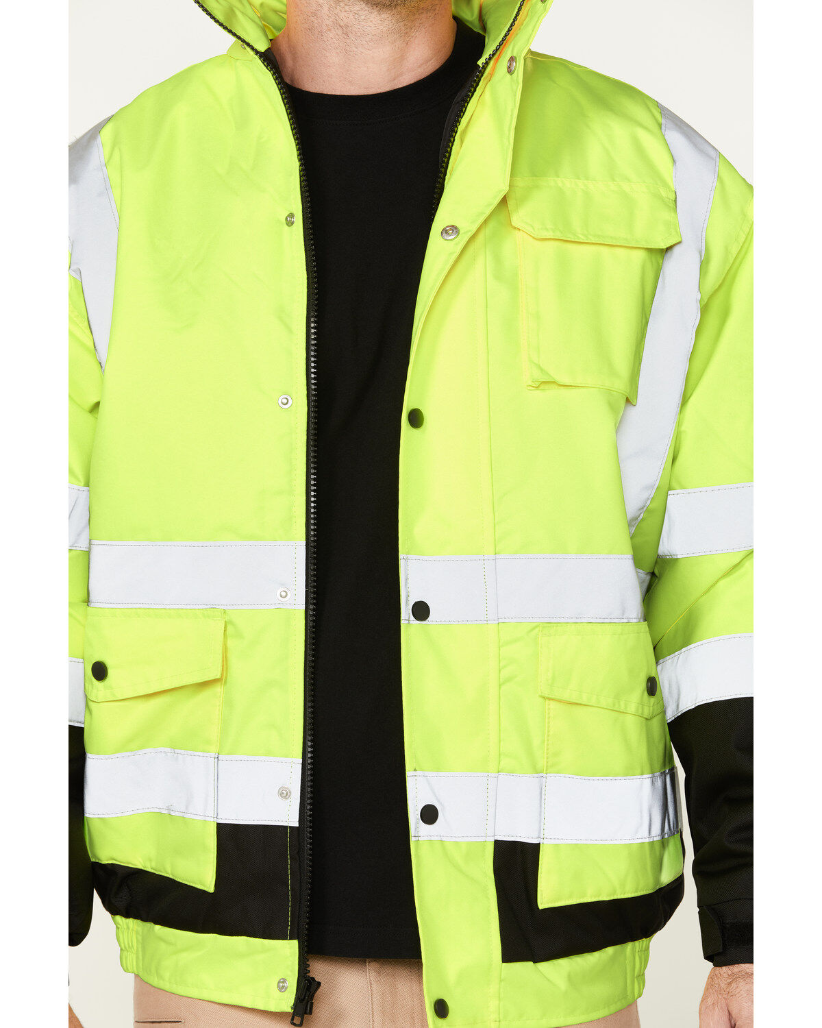 Image #3 - Hawx Men's High-Visibility Bomber Work Jacket - Big, Yellow, hi-res