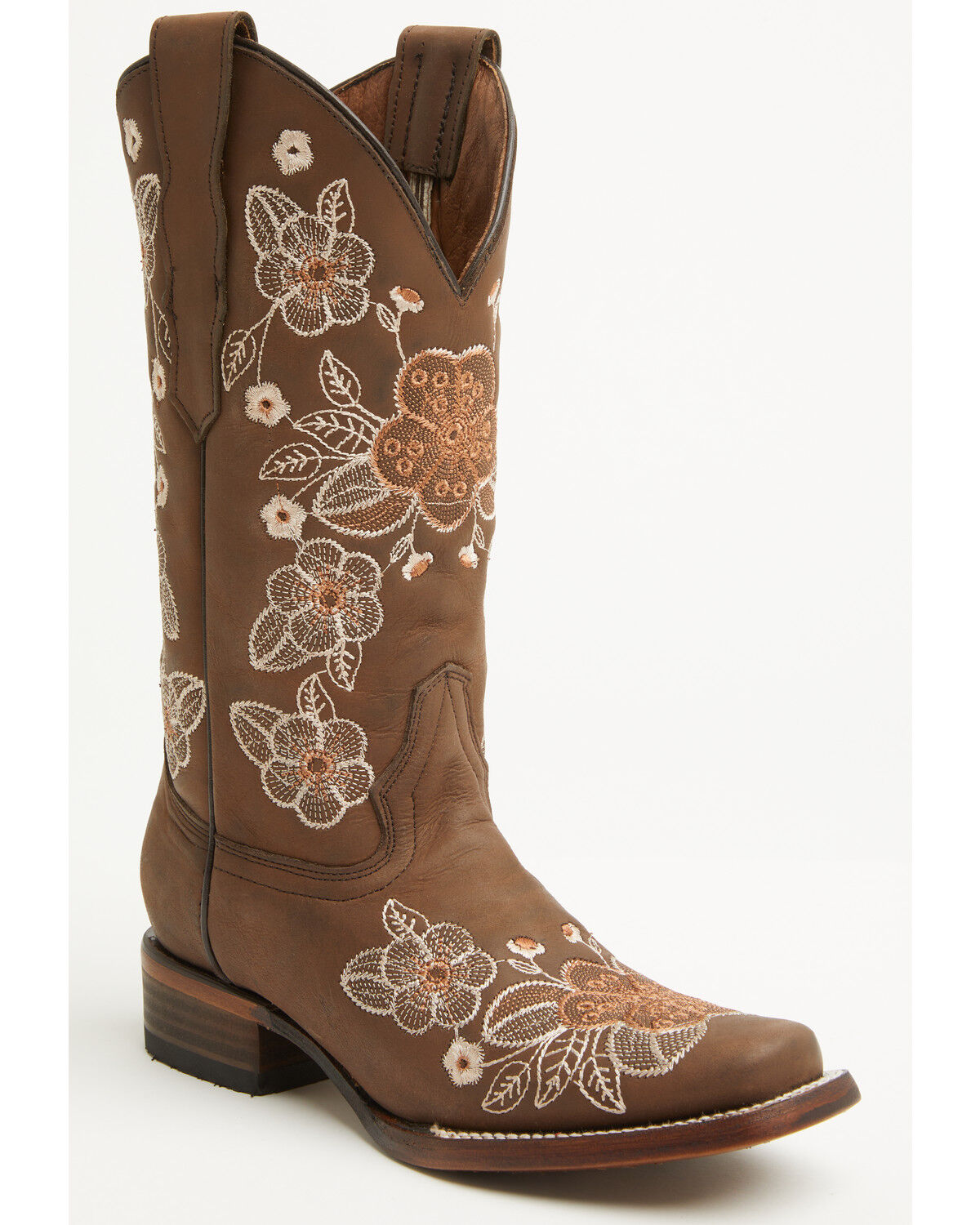 Image #1 - Circle G Women's Floral Embroidered Western Boots - Square Toe, Brown, hi-res