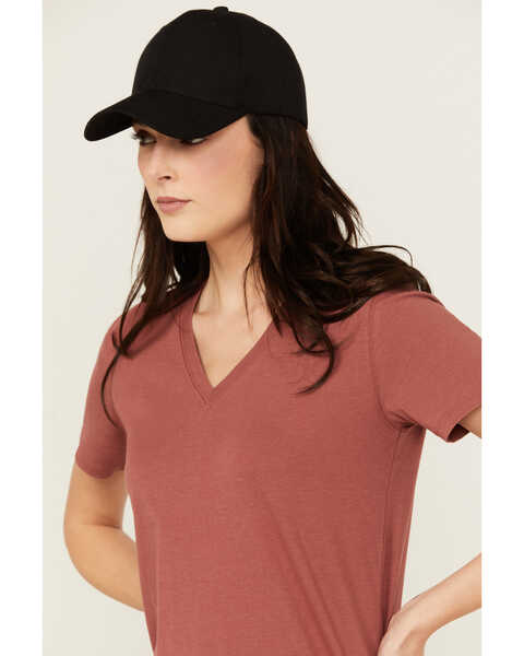 Image #2 - Carhartt Women's Relaxed Fit Lightweight Short Sleeve V Neck T-Shirt, Maroon, hi-res