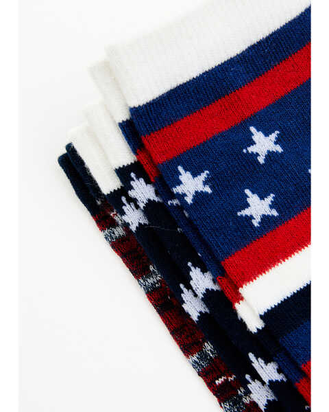 Shyanne Women's Stars & Stripes Crew Socks - 3-Pack, Red/white/blue, hi-res