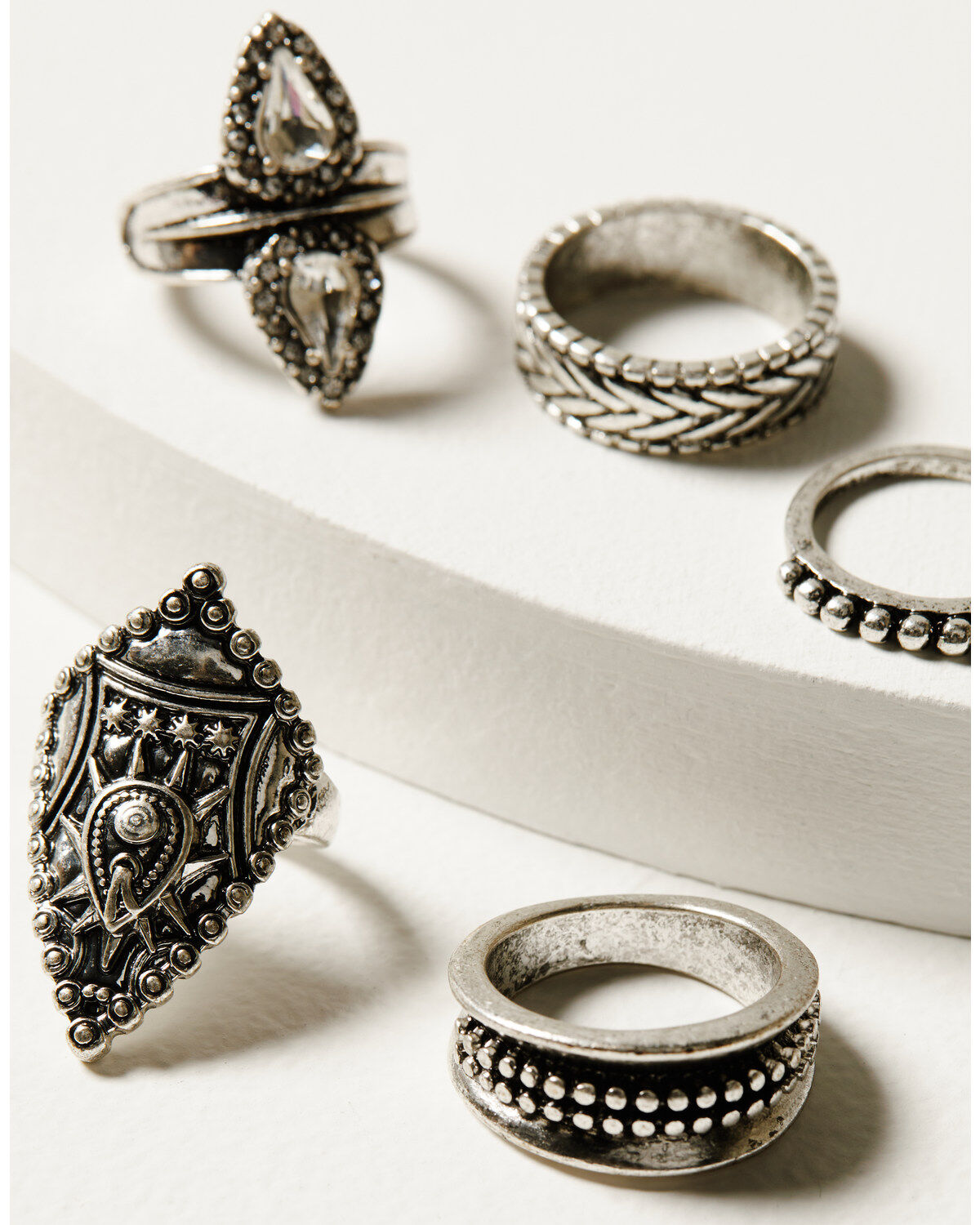 Image #2 - Idyllwind Women's Fairmont 5-Piece Silver Ring Set, Silver, hi-res