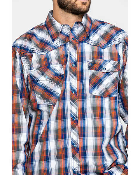 Image #4 - Cowboy Hardware Men's Multi Large Plaid Long Sleeve Western Shirt , Orange, hi-res