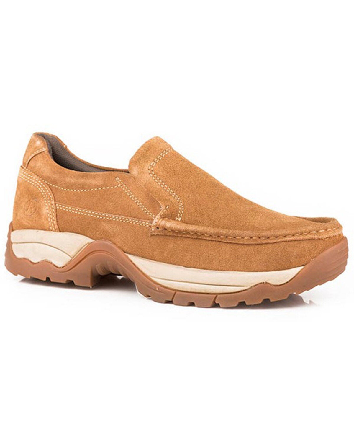Roper Men's Maverick Slip-On Shoe - Moc Toe, Tan, hi-res