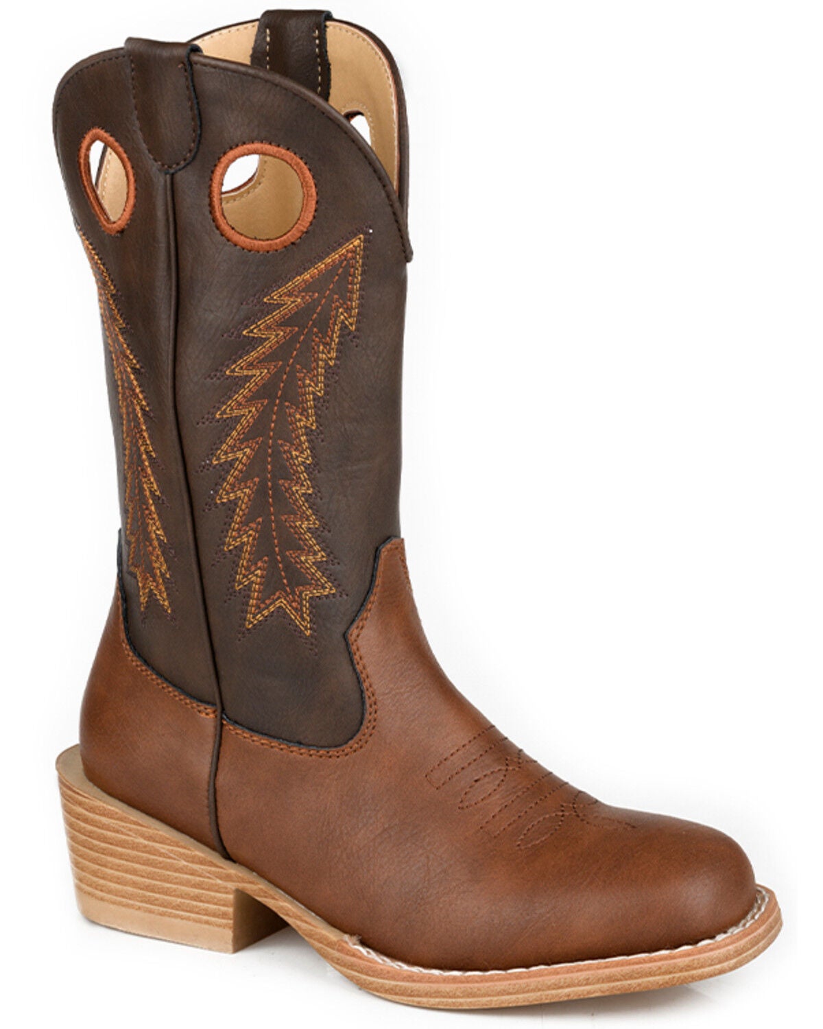 Roper Boys' Walker Western Boots - Square Toe, Brown, hi-res