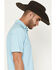 Image #2 - Ariat Men's Charger 2.0 Short Sleeve Fitted Polo Shirt, Light Blue, hi-res