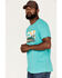 Image #2 - Rock & Roll Denim Men's Scenic Steer Head Graphic T-Shirt, Turquoise, hi-res