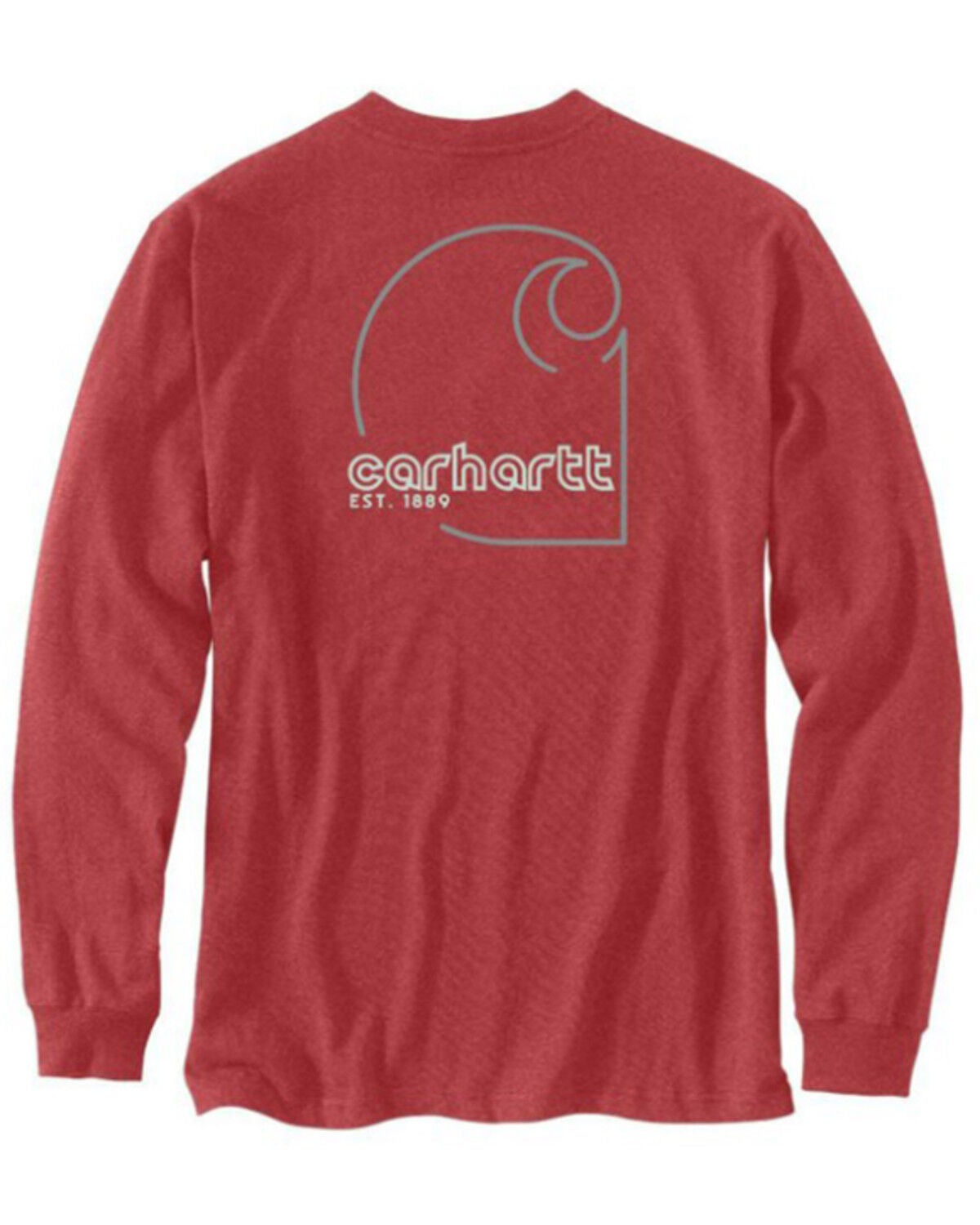 Carhartt Men's Loose Fit Heavyweight Long Sleeve Pocket Graphic T-Shirt, Red, hi-res