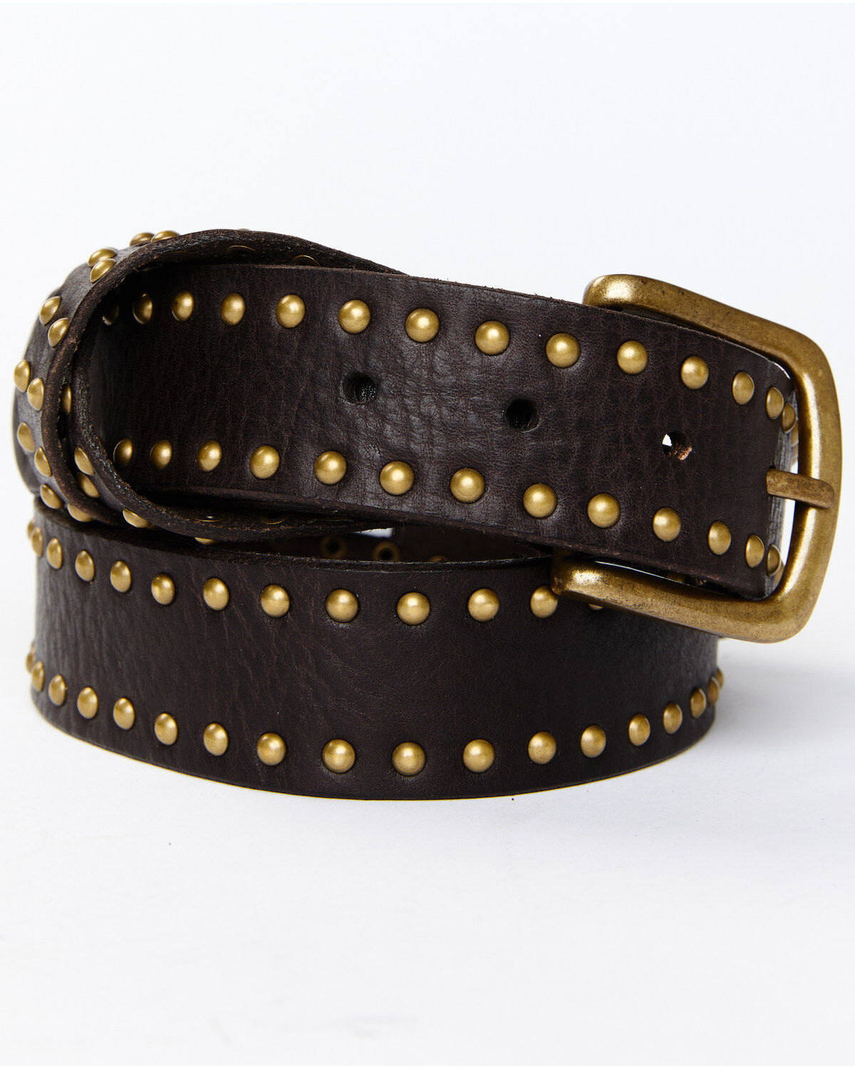 Image #1 - Cleo + Wolf Women's Studded Criss-Cross Keeper Vintage Belt, Dark Brown, hi-res