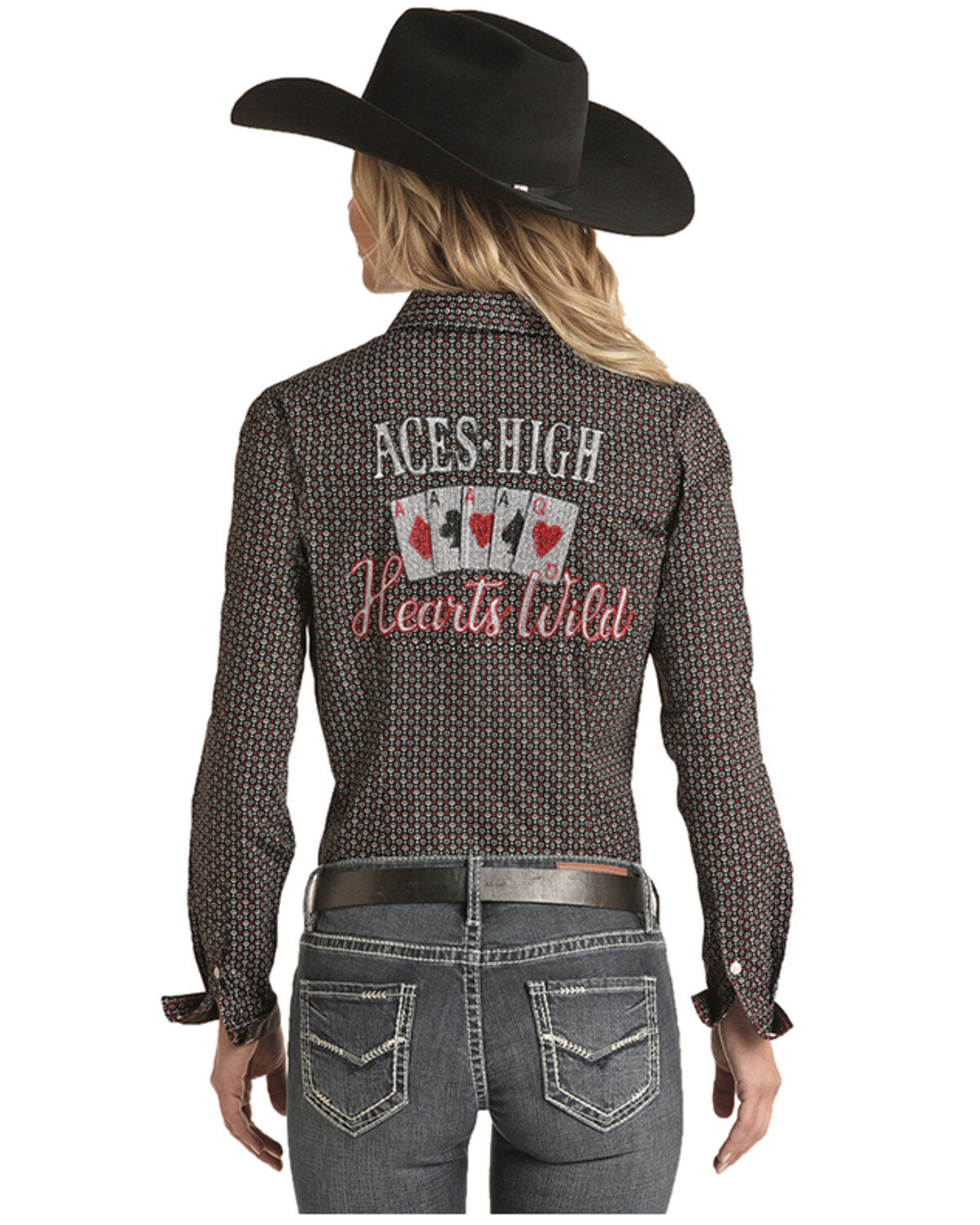 Image #2 - Panhandle Women's Card Geo Print Embroidered Long Sleeve Western Shirt - Plus , , hi-res
