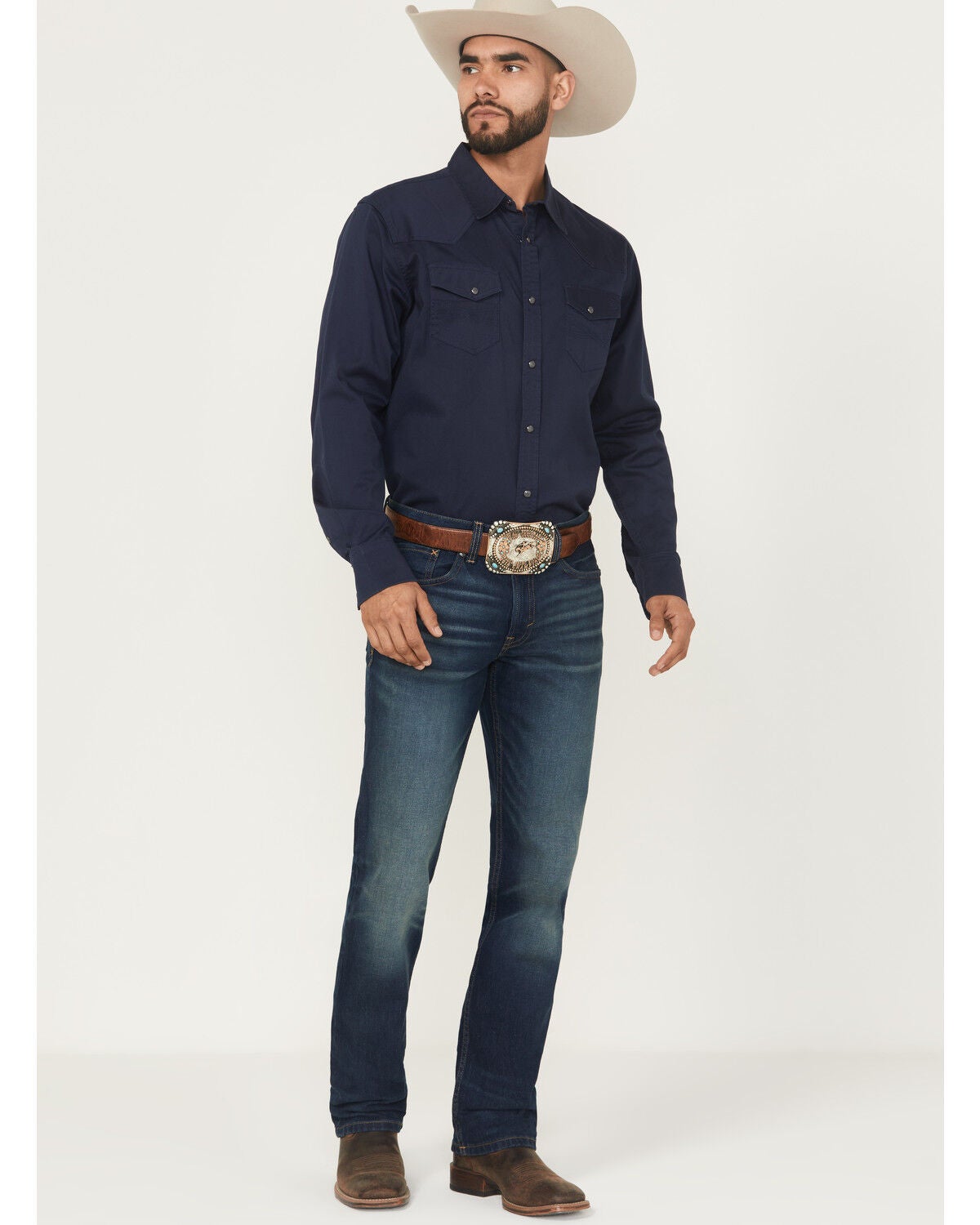 RANK 45&reg; Men's Coyote Wash Ambush Slim Straight Durable Stretch Denim Jeans, Dark Wash, hi-res