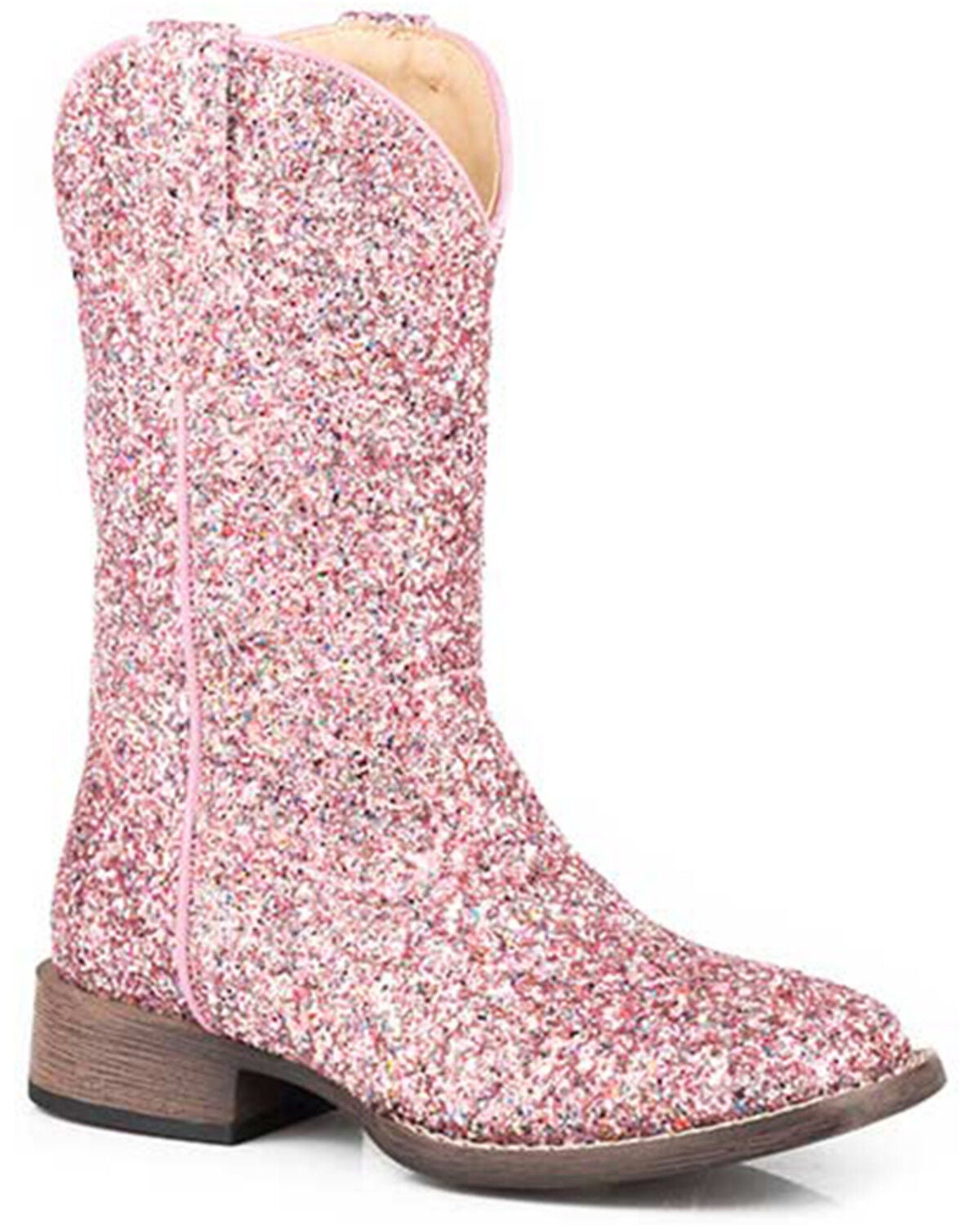 Roper Little Girls' Glitter Galore Western Boots - Broad Square Toe, Pink, hi-res