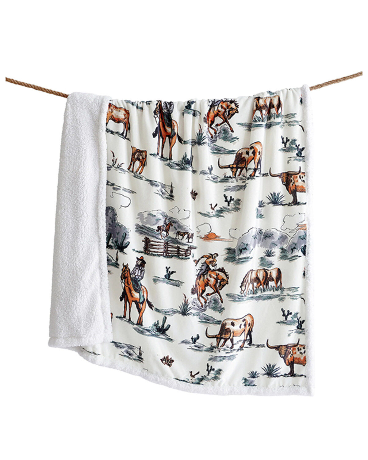Image #2 - HiEnd Accents Ranch Life Western Toile Campfire Sherpa Throw, Black, hi-res