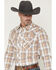 Image #2 - Wrangler Retro Men's Plaid Print Long Sleeve Snap Western Shirt, Tan, hi-res
