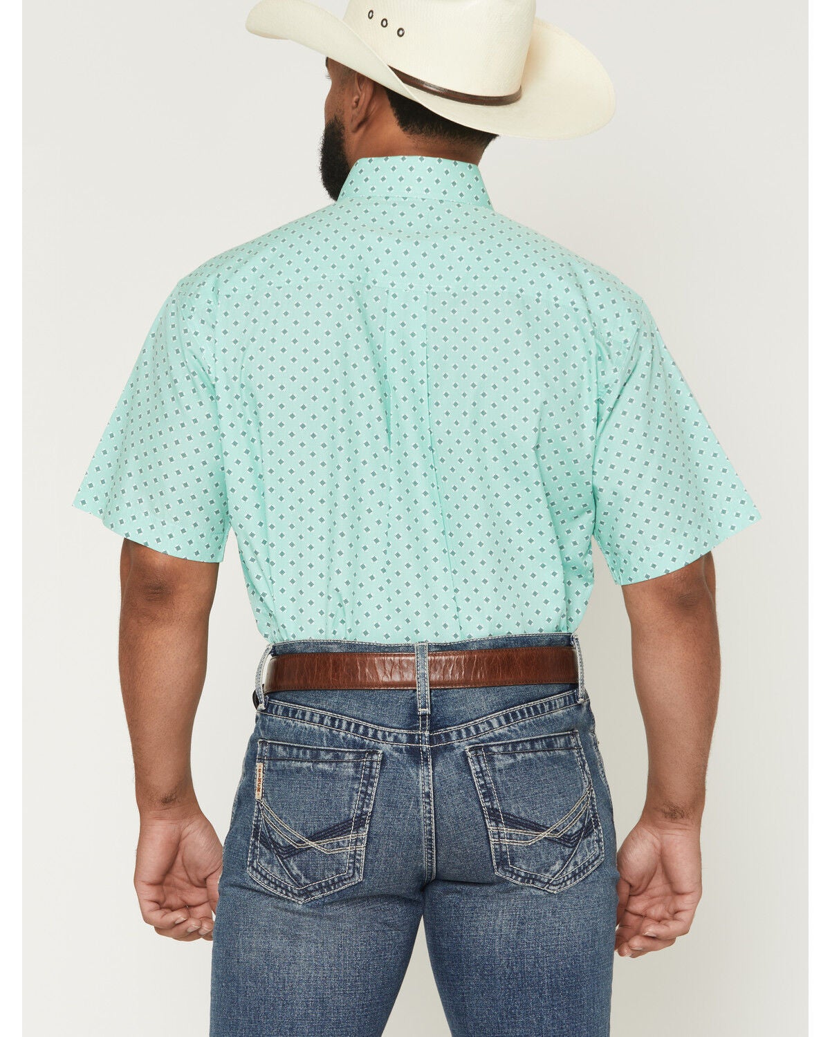 Image #4 - Cinch Men's Geo Print Short Sleeve Button-Down Western Shirt, Turquoise, hi-res
