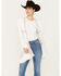 Image #1 - POL Women's Tiered Ditsy Print Long Sleeve Kimono, White, hi-res