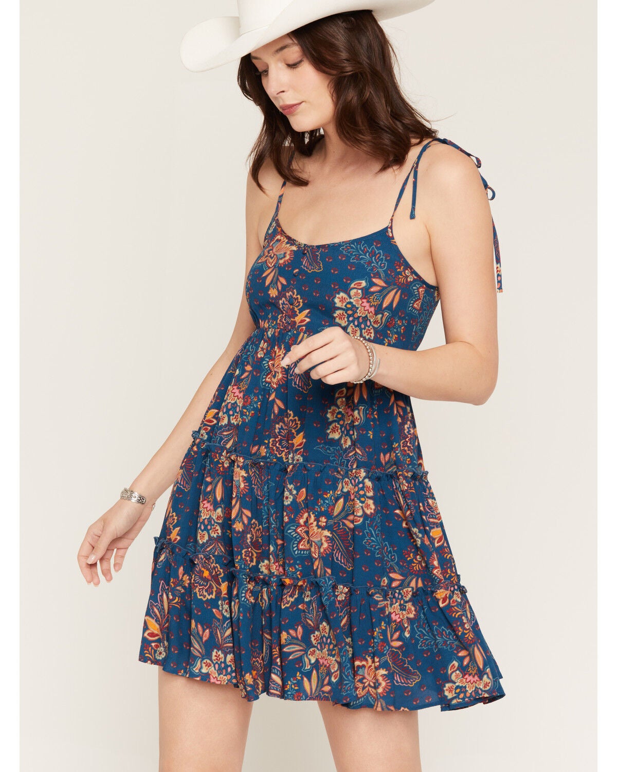 Shyanne Women's Leon Floral Print Button-Front Mini Dress, Navy, hi-res