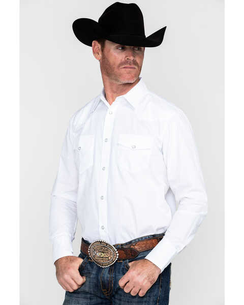 Gibson Men's Solid Long Sleeve Snap Western Shirt - Tall, White, hi-res