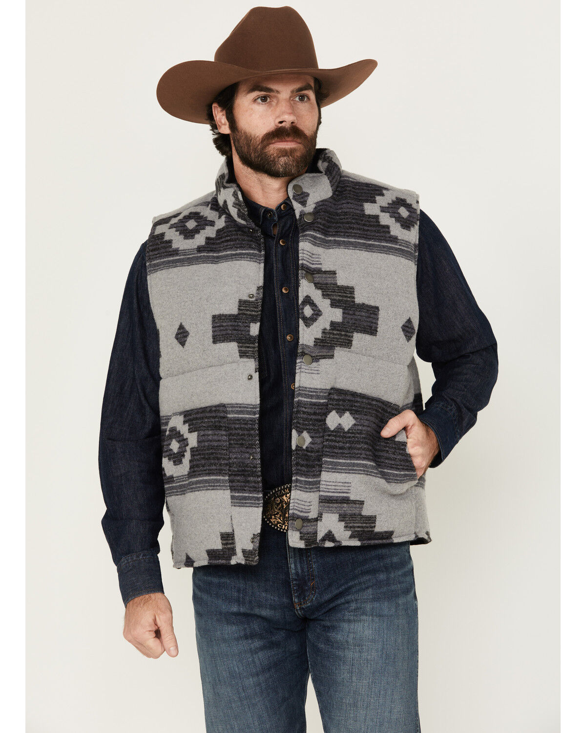 Cody James Men's Suns Reversible Woolish Puffer Vest, Grey, hi-res