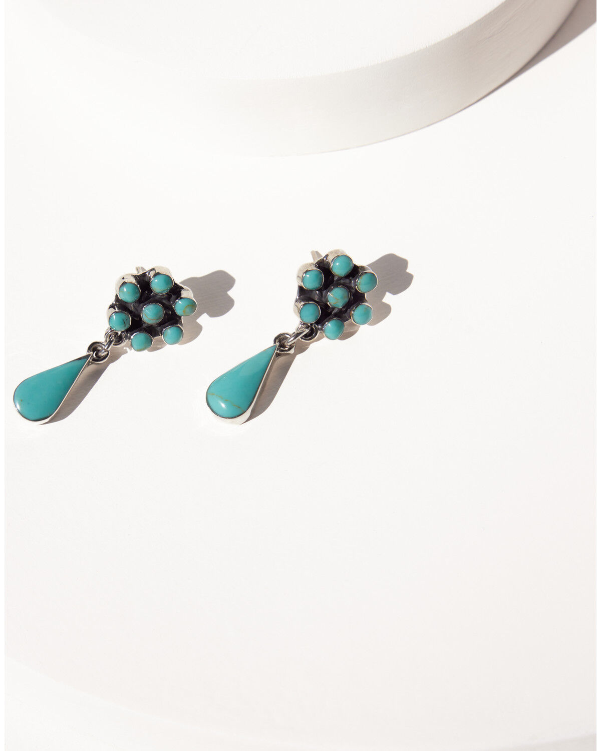 Image #2 - Paige Wallace Women's Turquoise Cluster Post Dangle Earrings, Silver, hi-res