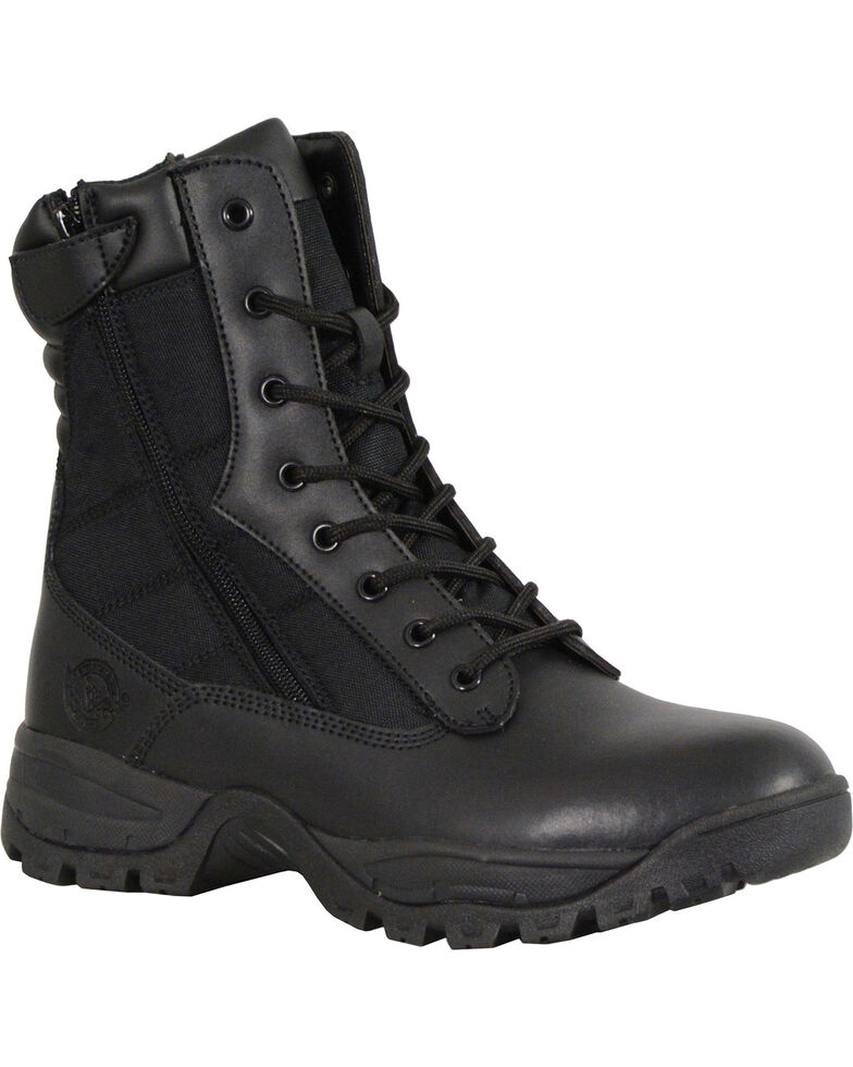 Milwaukee Leather Men's Black 9" Leather Tactical Boots - Round Toe , Black, hi-res