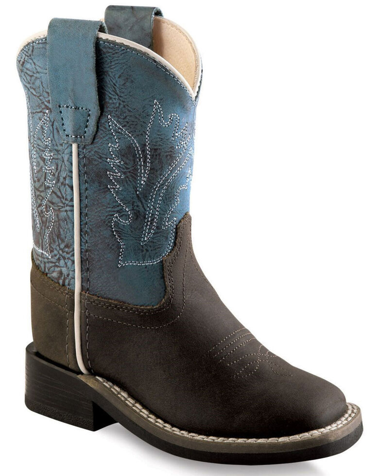 Old West Toddler Boys' Blue Western Boots Wide Square Toe Boot Barn