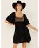 Image #2 - By Together Women's Sequin & Lurex Striped Babydoll Mini Dress, Black, hi-res