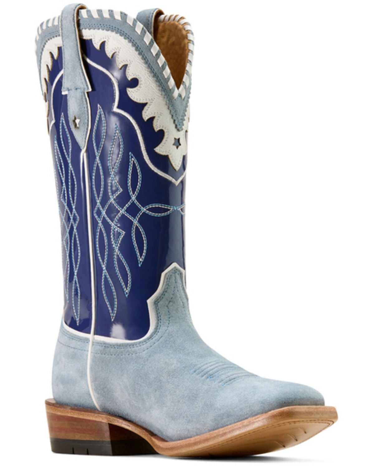 Ariat Women's Riata Suede Western Boots - Broad Square Toe, Blue, hi-res