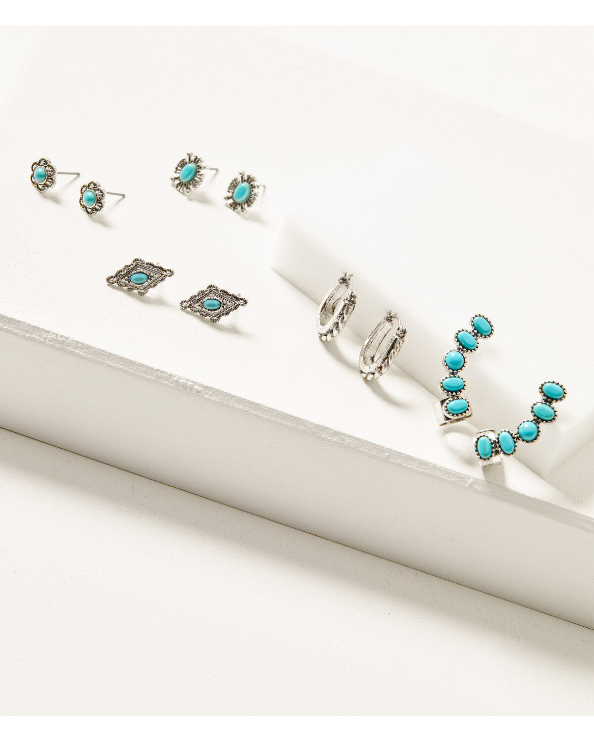 Image #1 - Shyanne Women's Dakota Turquoise & Silver 5-Piece Earrings Set, Silver, hi-res