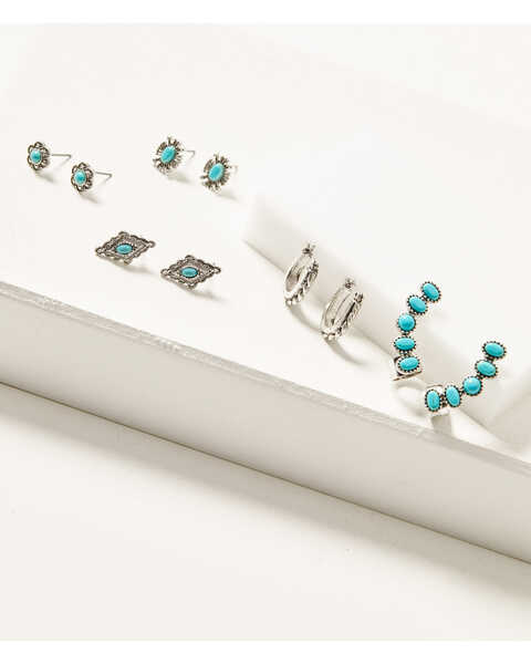 Shyanne Women's Dakota Turquoise & Silver 5-Piece Earrings Set, Silver, hi-res